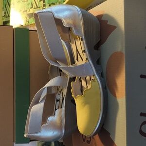 Fly London Yellow Silver Mary Janes